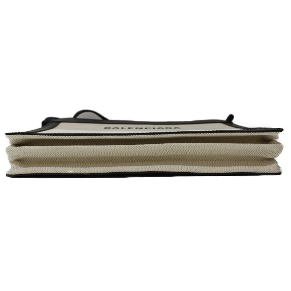 BALENCIAGA Navy Blue Pochette Logo Shoulder Bag Crossbody White Beige Tan White - Picture 5 of 7